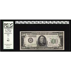 Fr. 2202-B $500 1934A Mule FRN. PCGS New 62 Fr. 2202-B $500 1934A Mule Federal Reserve Note. PCGS Ne