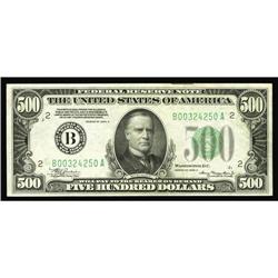 Fr. 2202-B $500 1934A Federal Reserve Note. Extremely F Fr. 2202-B $500 1934A Federal Reserve Note. 