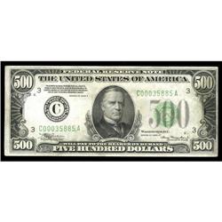 Fr. 2202-C $500 1934A Federal Reserve Note. Extremely F Fr. 2202-C $500 1934A Federal Reserve Note. 