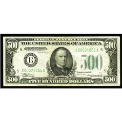 Fr. 2202-E $500 1934A Mule Federal Reserve Note. Very F Fr. 2202-E $500 1934A Mule Federal Reserve N