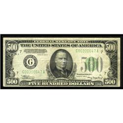 Fr. 2202-G $500 1934A Federal Reserve Note. Very Fine.P Fr. 2202-G $500 1934A Federal Reserve Note. 