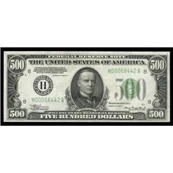 Fr. 2202-H $500 1934A Federal Reserve Note. Crisp Uncir Fr. 2202-H $500 1934A Federal Reserve Note. 