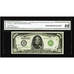 Fr. 2210-H $1000 1928 DGS Federal Reserve Note. CGA Gem Fr. 2210-H $1000 1928 DGS Federal Reserve No