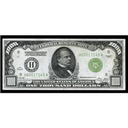 Fr. 2210-H $1000 1928 Federal Reserve Note. Choice Cris Fr. 2210-H $1000 1928 Federal Reserve Note. 