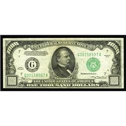 Fr. 2211-G $1000 1934 Federal Reserve Note. Extremely F Fr. 2211-G $1000 1934 Federal Reserve Note. 