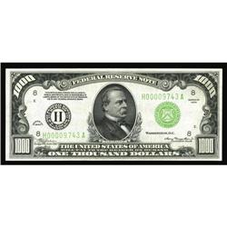 Fr. 2211-H $1000 1934 Light Green Seal Federal Reserve Fr. 2211-H $1000 1934 Light Green Seal Federa