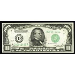 Fr. 2212-D $1000 1934A Federal Reserve Note. Very Choic Fr. 2212-D $1000 1934A Federal Reserve Note.