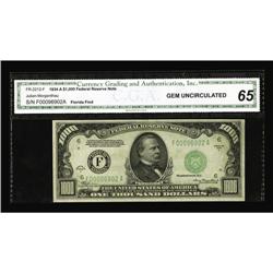 Fr. 2212-F $1000 1934A Federal Reserve Note. CGA Gem Un Fr. 2212-F $1000 1934A Federal Reserve Note.