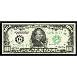 Fr. 2212-G $1000 1934A Federal Reserve Note. Extremely Fr. 2212-G $1000 1934A Federal Reserve Note. 