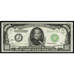Fr. 2212-J $1000 1934A Federal Reserve Note. Choice Cri Fr. 2212-J $1000 1934A Federal Reserve Note.