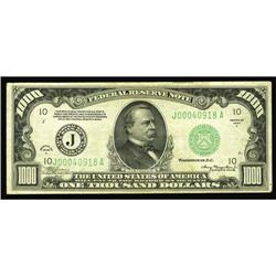 Fr. 2212-J $1000 1934A Federal Reserve Note. Very Fine+ Fr. 2212-J $1000 1934A Federal Reserve Note.