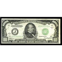 Fr. 2212-J $1000 1934A Federal Reserve Note. Very Fine+ Fr. 2212-J $1000 1934A Federal Reserve Note.
