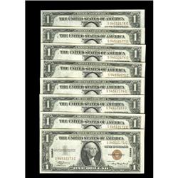 Fr. 2300 $1 1935A Hawaii Silver Certificates. Eight Exa Fr. 2300 $1 1935A Hawaii Silver Certificates
