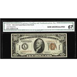 Fr. 2303 $10 1934A Hawaii Federal Reserve Note. CGA Gem Fr. 2303 $10 1934A Hawaii Federal Reserve No