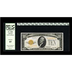 Fr. 2400 $10 1928 Gold Certificate. PCGS Gem New 65.Nic Fr. 2400 $10 1928 Gold Certificate. PCGS Gem