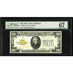 Fr. 2402 $20 1928 Gold Certificate. PMG Superb Gem Unci Fr. 2402 $20 1928 Gold Certificate. PMG Supe
