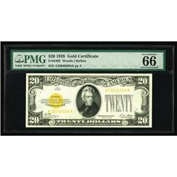 Fr. 2402 $20 1928 Gold Certificate. PMG Gem Uncirculate Fr. 2402 $20 1928 Gold Certificate. PMG Gem 