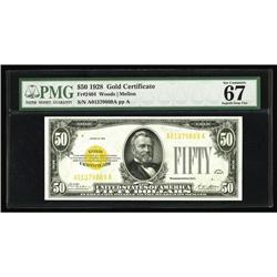 Fr. 2404 $50 1928 Gold Certificate. PMG Superb Gem Unci Fr. 2404 $50 1928 Gold Certificate. PMG Supe