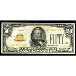 Fr. 2404 $50 1928 Gold Certificate. Very Fine. This is Fr. 2404 $50 1928 Gold Certificate. Very Fine