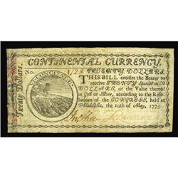 Continental Currency May 10, 1775 $20 Very Fine-Extreme Continental Currency May 10, 1775 $20 Very F