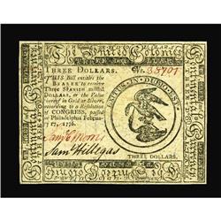 Continental Currency February 17, 1776 $3 Gem New. We h Continental Currency February 17, 1776 $3 Ge