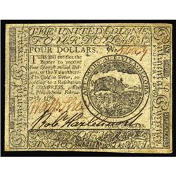 Continental Currency February 17, 1776 $4 Choice About Continental Currency February 17, 1776 $4 Cho