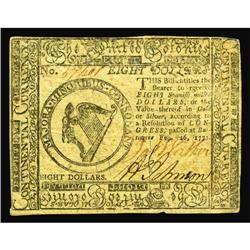 Continental Currency February 26, 1777 $8 Choice About Continental Currency February 26, 1777 $8 Cho