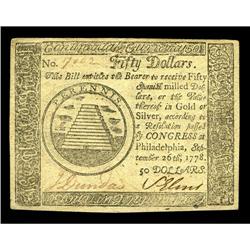 Continental Currency September 26, 1778 $50 Choice Abou Continental Currency September 26, 1778 $50 