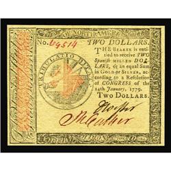 Continental Currency January 14, 1779 $2 Gem New. Continental Currency January 14, 1779 $2 Gem New.