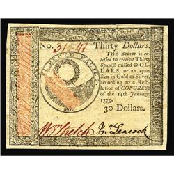 Continental Currency January 14, 1779 $30 Gem New. Wond Continental Currency January 14, 1779 $30 Ge