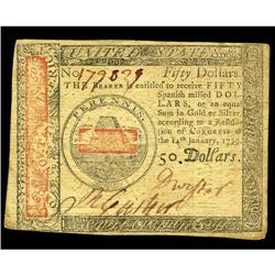 Continental Currency January 14, 1779 $50 Extremely Fin Continental Currency January 14, 1779 $50 Ex