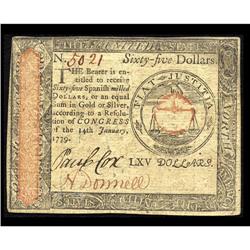 Continental Currency January 14, 1779 $65 About New. A Continental Currency January 14, 1779 $65 Abo