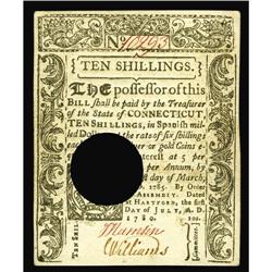 Connecticut March 1, 1780 10s Choice New. Connecticut March 1, 1780 10s Choice New, Hole Canceled.