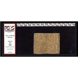 Delaware June 1, 1759 20s PCGS Apparent Fine 12, Repair Delaware June 1, 1759 20s PCGS Apparent Fine