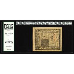 Delaware January 1, 1776 5s PCGS New 62PPQ. Some light Delaware January 1, 1776 5s PCGS New 62PPQ.