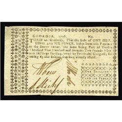 Georgia 1776 1s/6d About New. Incredibly margined. Georgia 1776 1s/6d About New.