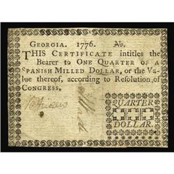 Georgia 1776 $1/4 Very Fine. Somewhat soiled on the bac Georgia 1776 $1/4 Very Fine.