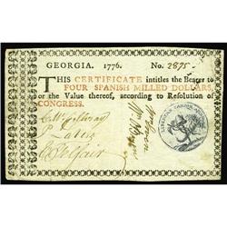 Georgia 1776 $4 Extremely Fine. A spectacular piece. Georgia 1776 $4 Extremely Fine.