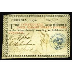 Georgia 1776 $4 Very Fine-Extremely Fine. Georgia 1776 $4 Very Fine-Extremely Fine.