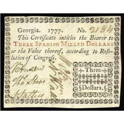 Georgia 1777 $3 Choice About New. Georgia 1777 $3 Choice About New.