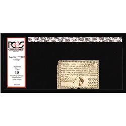 Georgia September 10, 1777 $1/2 PCGS Apparent Fine 15. Georgia September 10, 1777 $1/2 PCGS Apparent