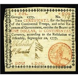 Georgia September 10, 1777 $1 Very Fine. Georgia coloni Georgia September 10, 1777 $1 Very Fine.