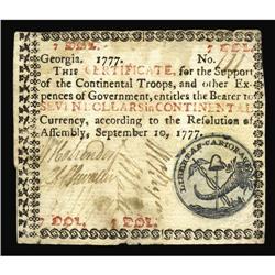 Georgia September 10, 1777 $7 Very Fine. This is one go Georgia September 10, 1777 $7 Very Fine.