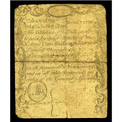 Massachusetts December 7, 1775 3s Very Good. The center Massachusetts December 7, 1775 3s Very Good.