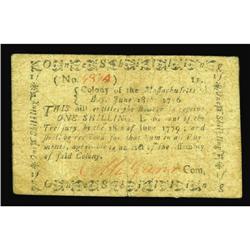 Massachusetts June 18, 1776 1s Very Good. Massachusetts June 18, 1776 1s Very Good.