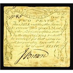 Massachusetts October 16, 1778 2d Very Fine-Extremely F Massachusetts October 16, 1778 2d Very Fine-