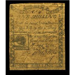 Massachusetts 1779 1s Very Good. The paper on this note Massachusetts 1779 1s Very Good.