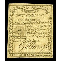 Massachusetts 1779 4s/6d Fine-Very Fine. Another lovely Massachusetts 1779 4s/6d Fine-Very Fine.