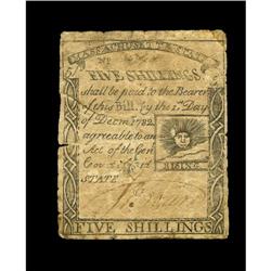 Massachusetts 1779 5s Fine. Some stains and breaks in t Massachusetts 1779 5s Fine.