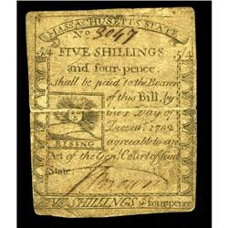 Massachusetts 1779 5s/4d Very Fine. An expert repair at Massachusetts 1779 5s/4d Very Fine.